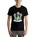 Funny Christmas Santa Reindeer Cute Dinosaur Santa Christmas  Lightweight T-Shirt