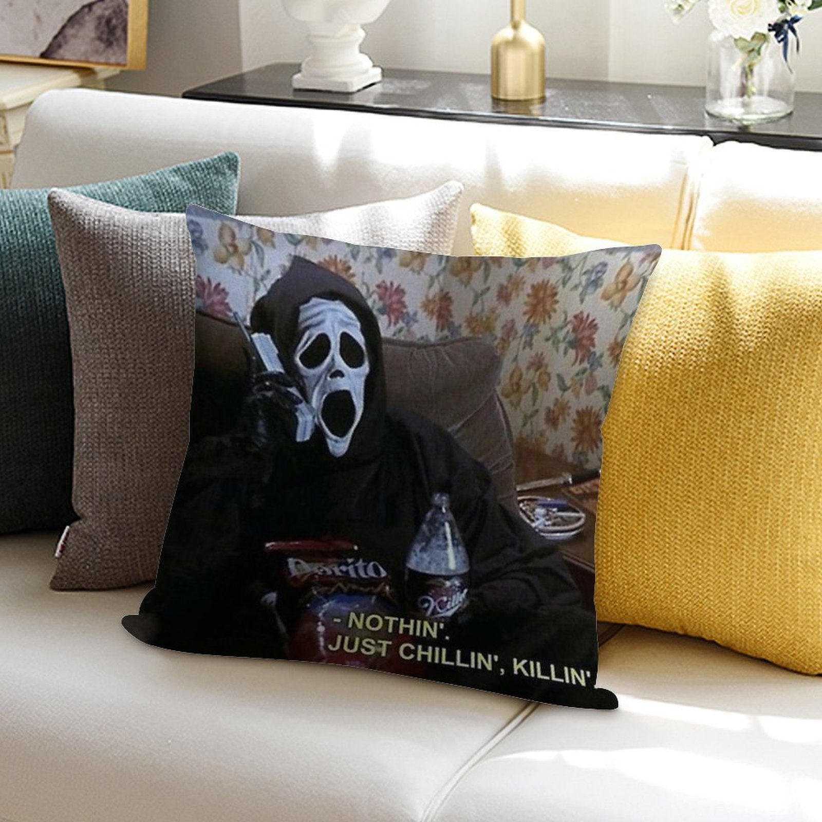 Just Chillin', Killin' Soft Ultra-Soft Texture Throw Pillow