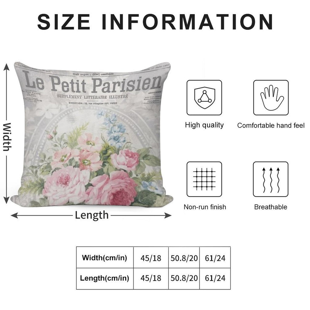 Vintage French Wallpaper, Shabby Chic Roses Soft Style Accent Throw Pillow