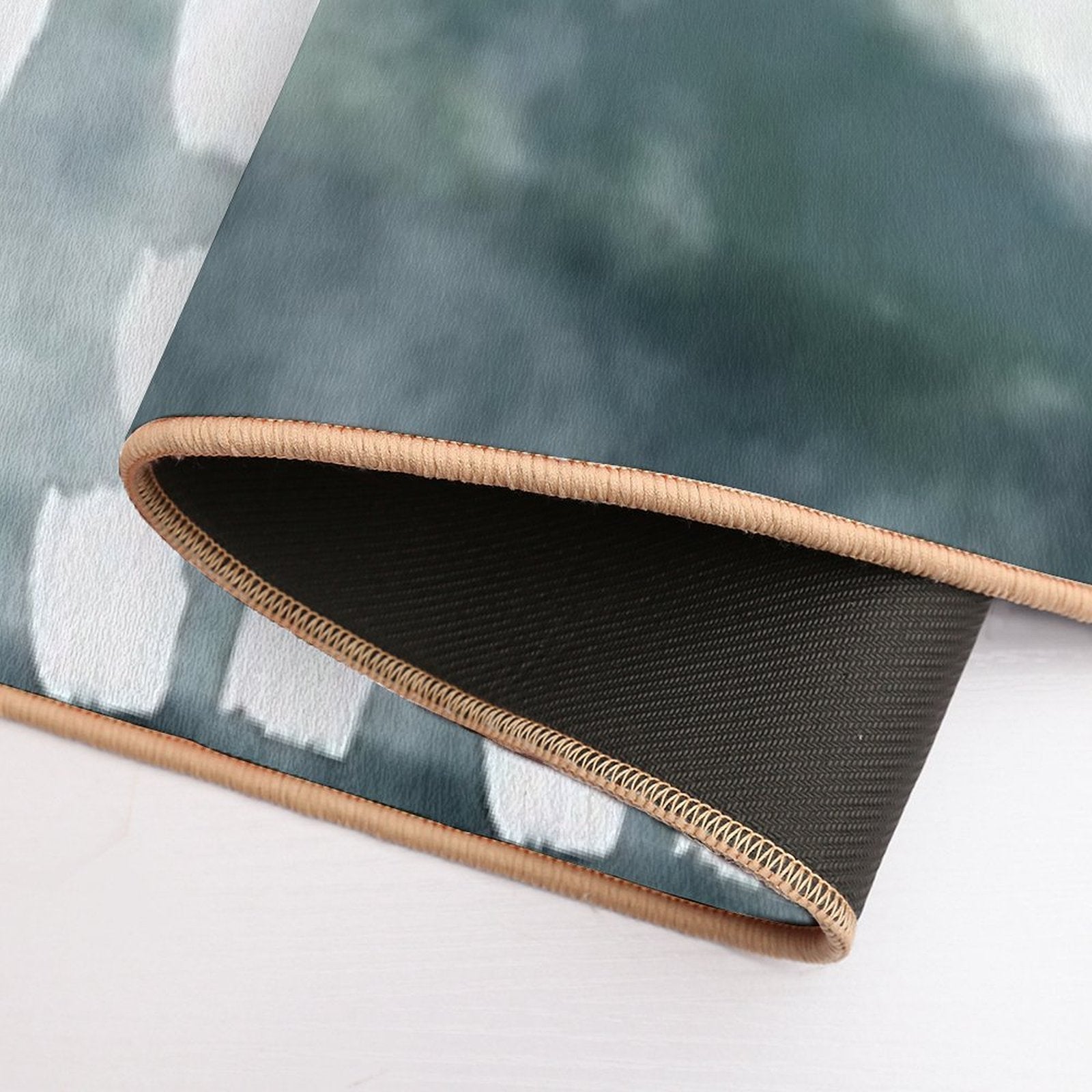 Blue Oil Squares  Non-Slip Bath Mat