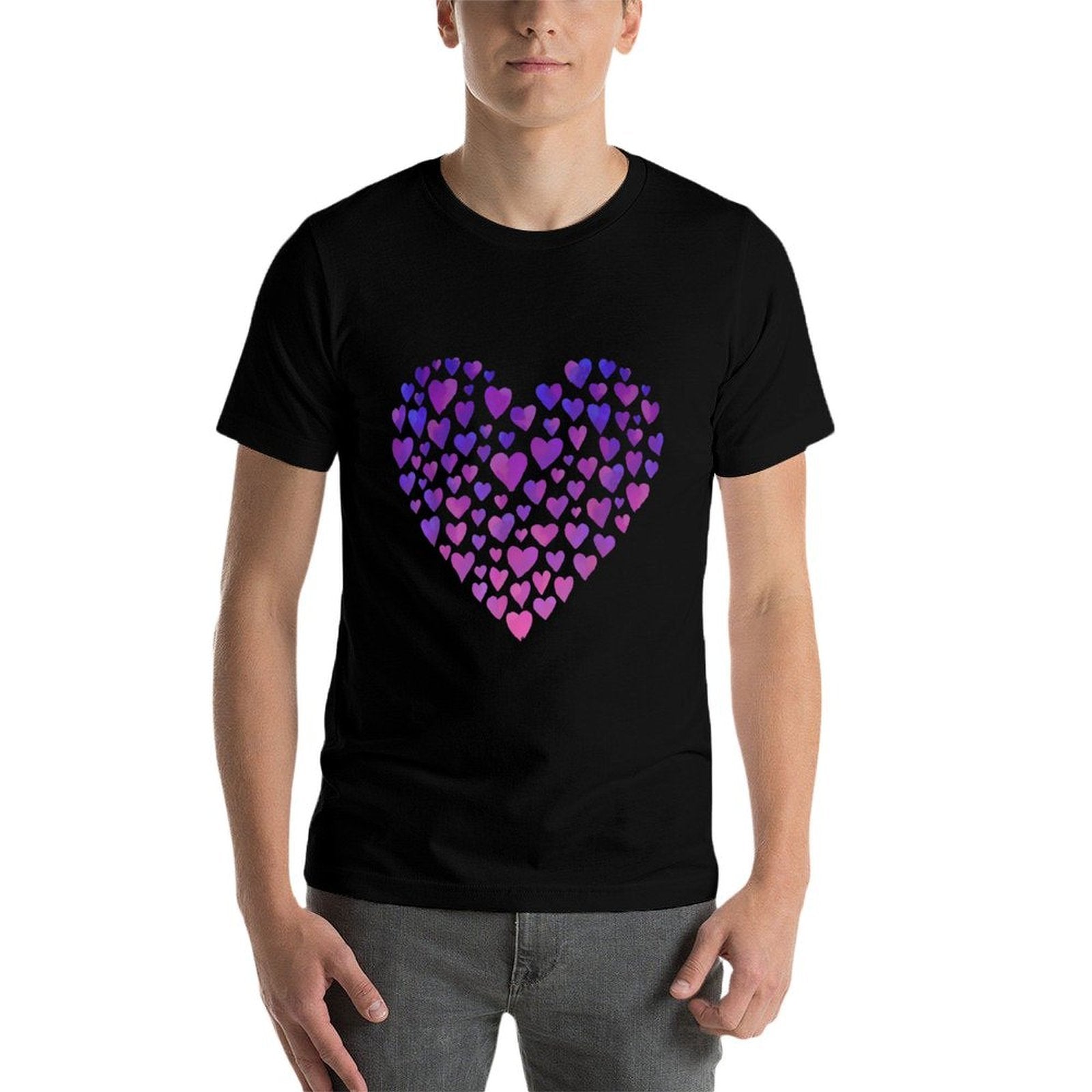 Purple And Pink Ombre Hearts Comfortable T-Shirt