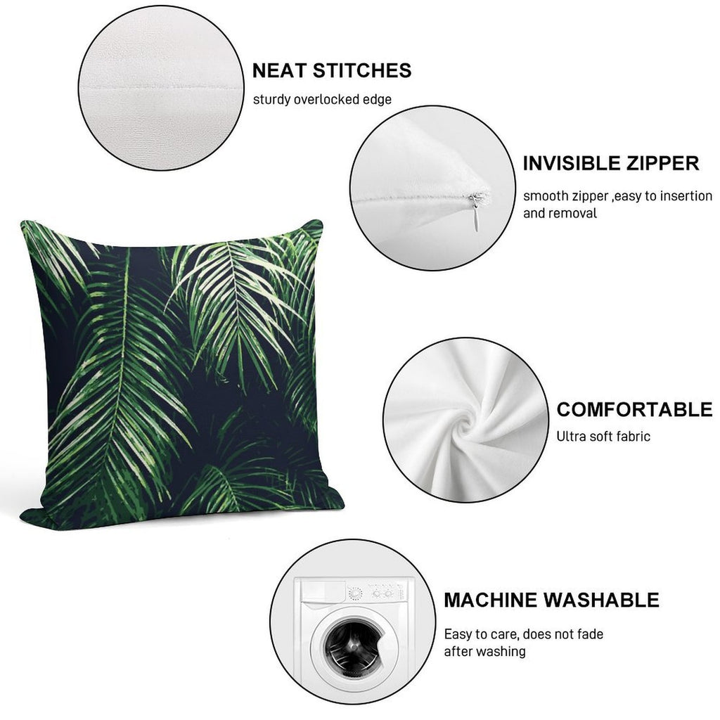 Tropical Palm Leaves Soft Easy Maintenance Throw Pillow