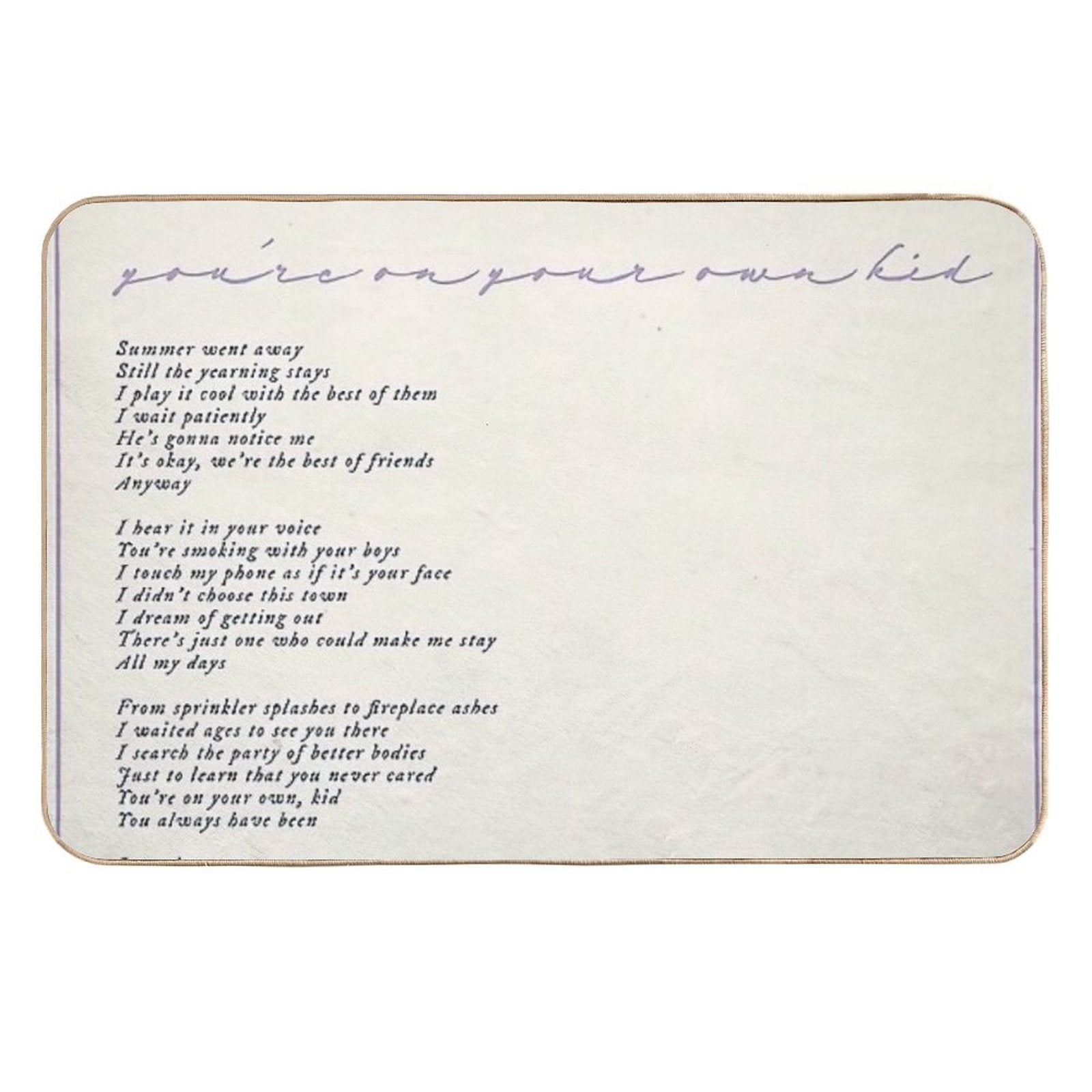 Youre on Your Own Lyric  Versatile Bath Mat