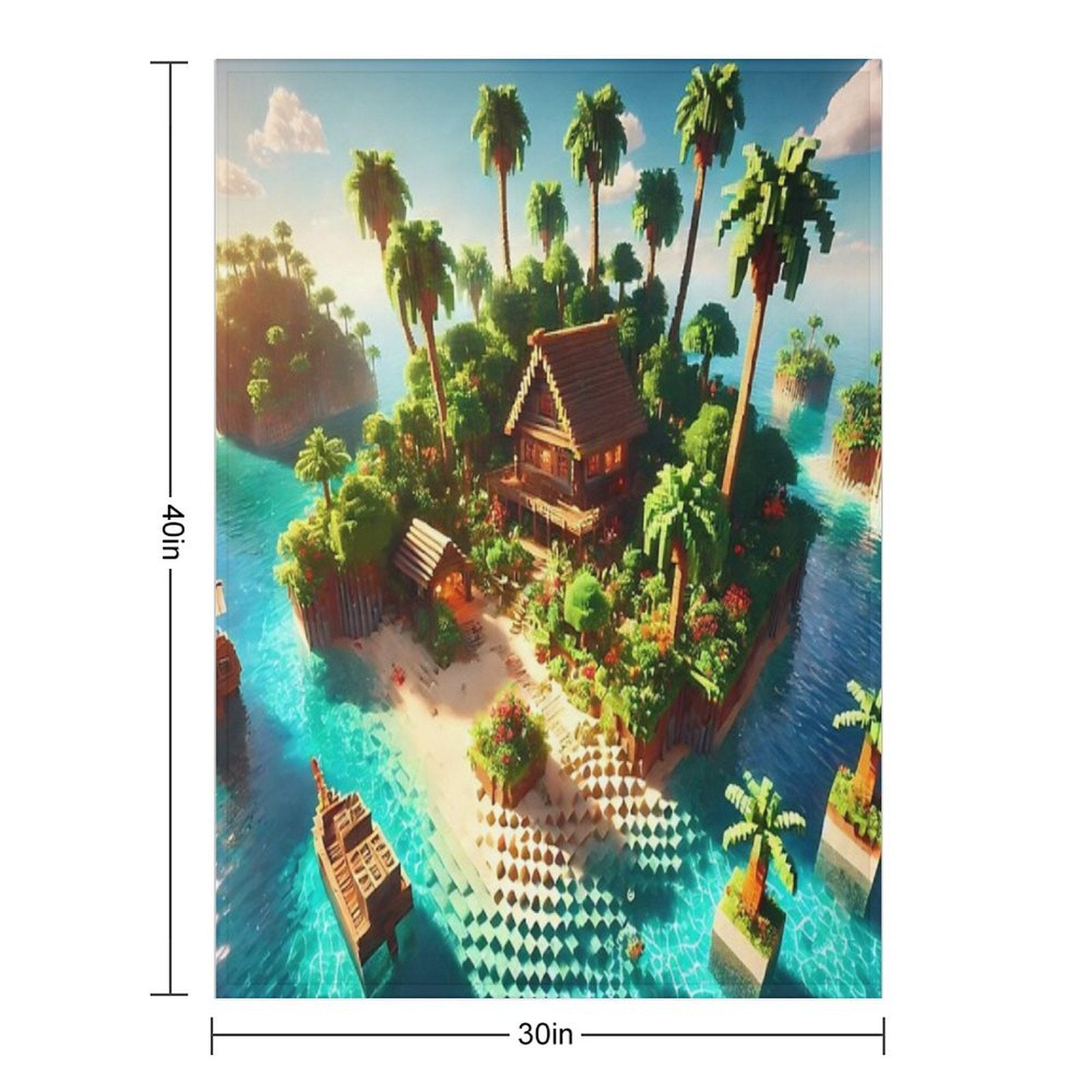 Minecraft Paradise Wrinkle-free Throw Blanket