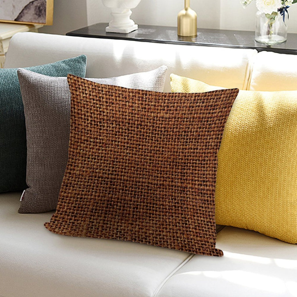 Golden Brown Jute Burlap Sack Soft Shrink-Resistant Throw Pillow