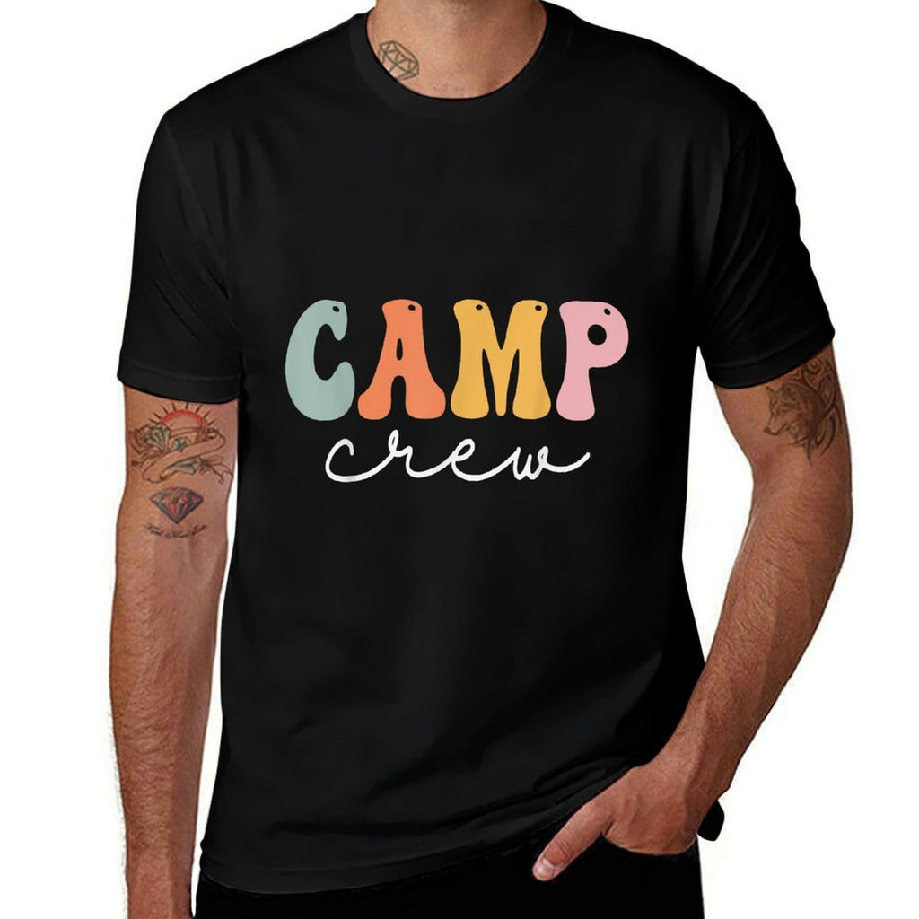 Camp Crew Retro Groovy Vintage Happy First Day Of School  Trendy Pattern T-Shirt