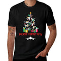 Merry Christmas Airplane Xmas Tree Aviation Christmas Pilot  Lightweight T-Shirt