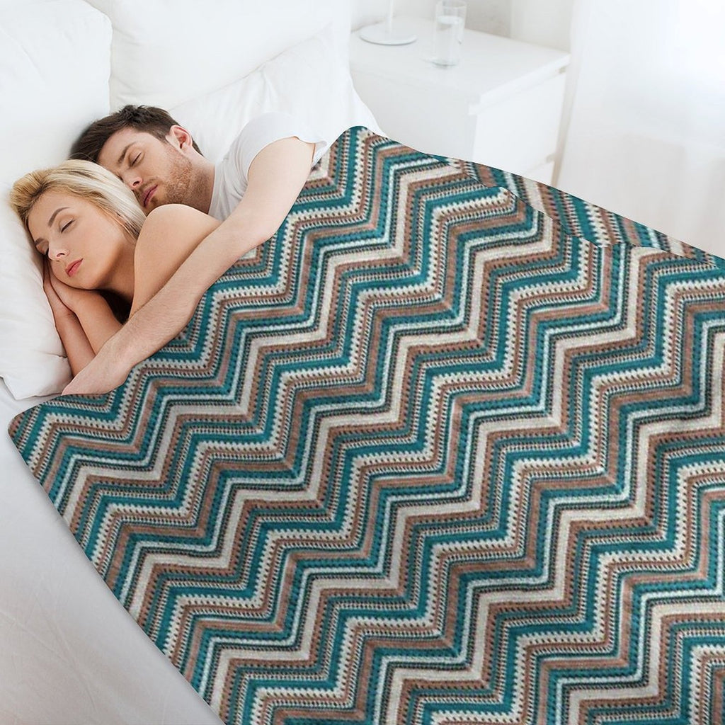 Western Style Crochet Zigzag Shrink-resistant Throw Blanket