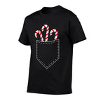 Candy Cane in Pocket Funny Retro Candy Lovers Christmas  Classic T-Shirt