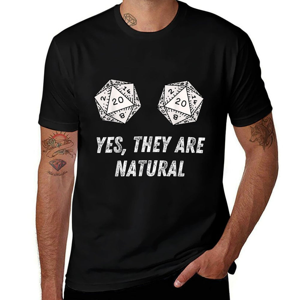 Yes Theyre Natural D20 20 Dice Funny RPG Board Gamer Humor  Eco-friendly Material T-Shirt