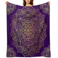 Royal Purple And Gold Mandala Machine-washable Throw Blanket