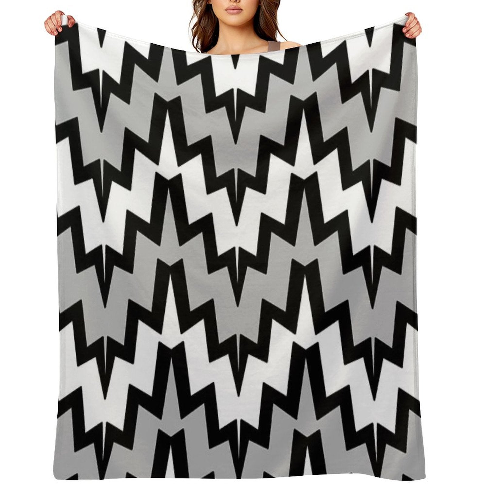 Abstract Geometric Pattern - Gray, Black And White. Eco-conscious Throw Blanket