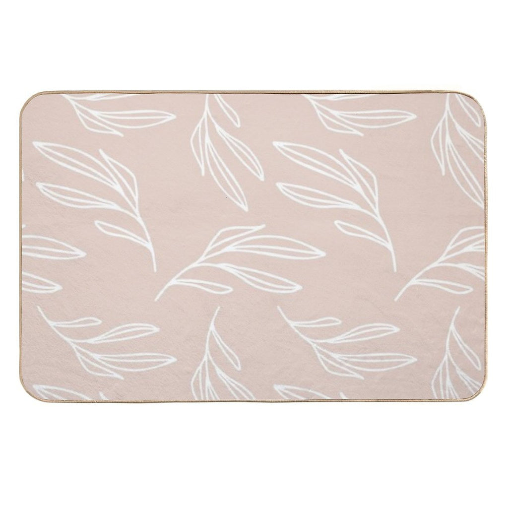 Pattern Design With Leaf Brach Drawing  Slip-Resistant Bath Mat