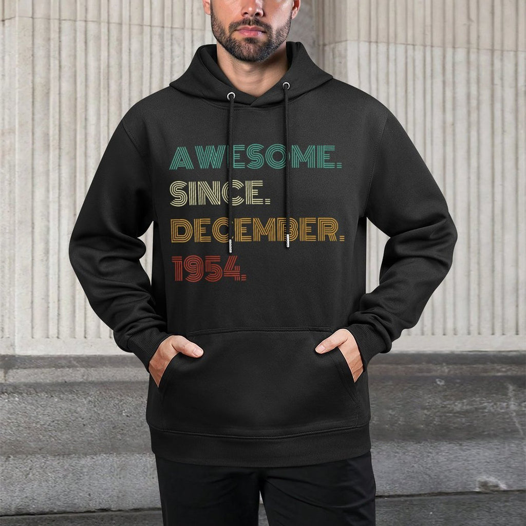 70 Years Old Awesome Since December 1954 70th Birthday Medium-Weight Fabric Hoodie