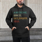 70 Years Old Awesome Since December 1954 70th Birthday Medium-Weight Fabric Hoodie