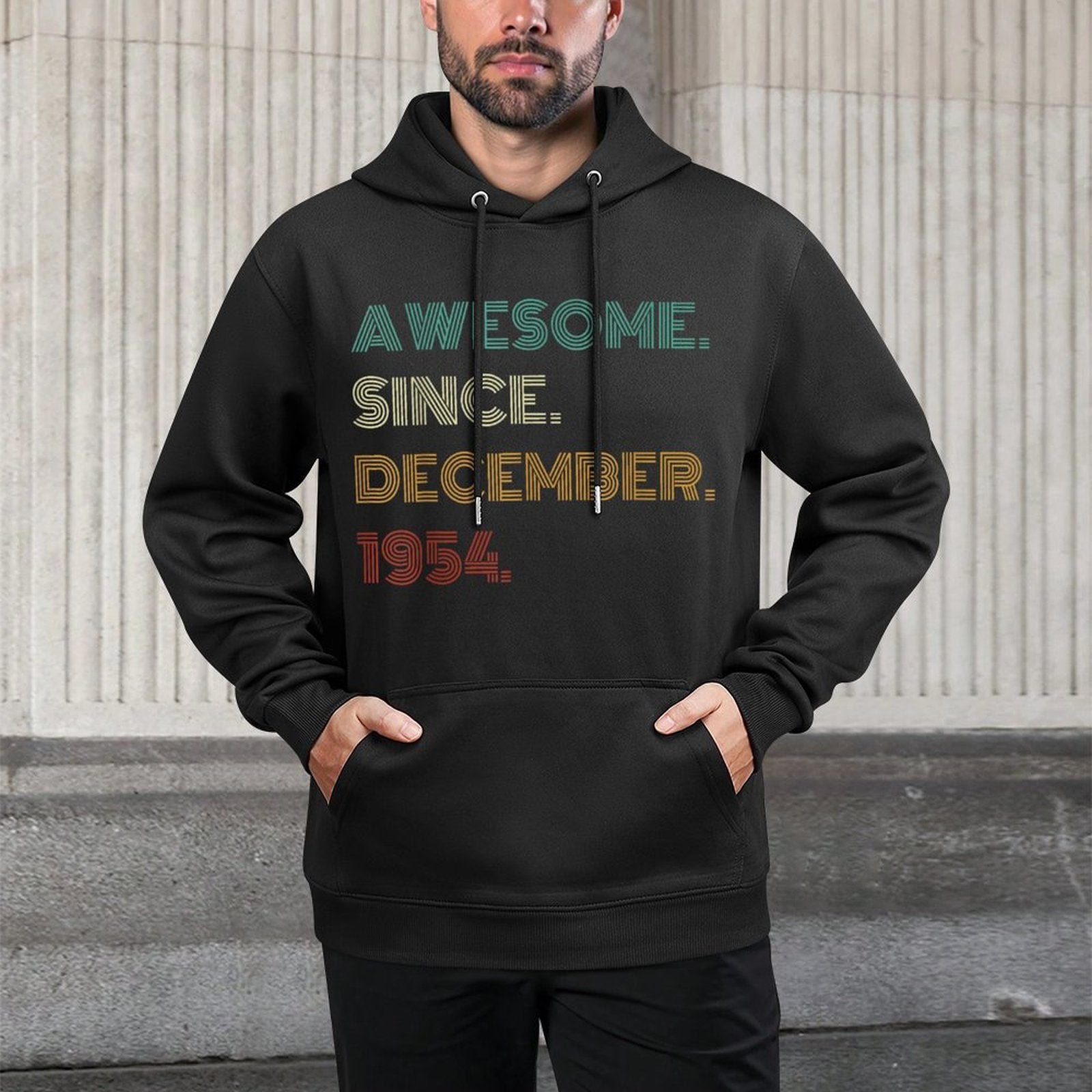 70 Years Old Awesome Since December 1954 70th Birthday Medium-Weight Fabric Hoodie