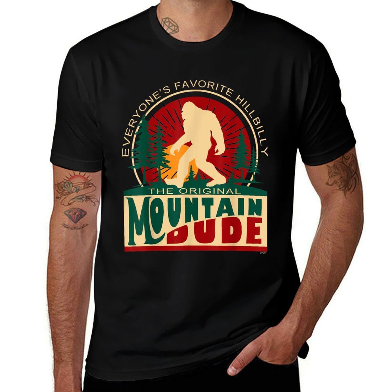 Mountaineering Gifts by PLOLDS Funny Sasquatch, Womens Unisex Adults, Black,, Regular Fit, Small  Relaxed-fit T-Shirt