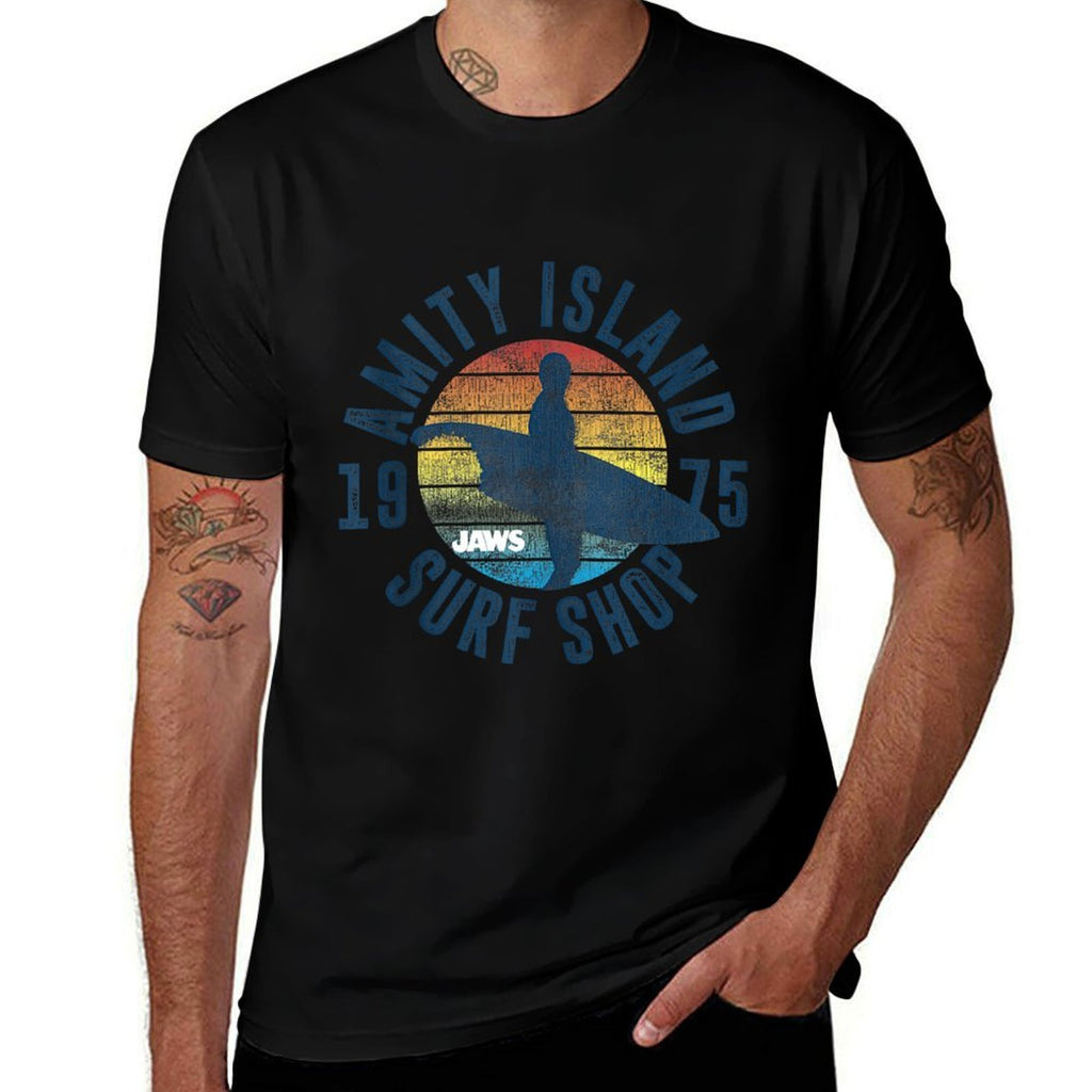 Jaws Amity Island Surf Shop 1975 Retro Logo  Polyester Blend T-Shirt