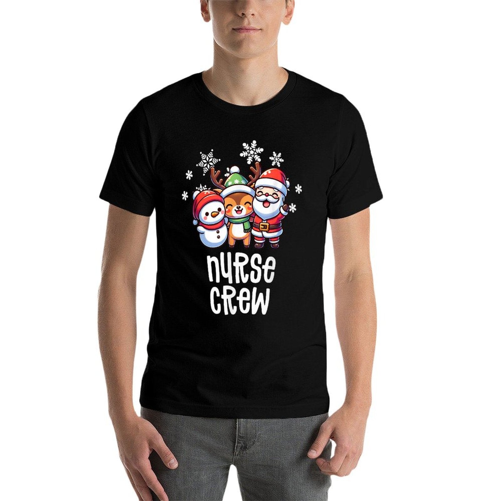Christmas Nurse Crew Santa Snowman Holiday RN NICU PICU  Oversized Silhouette T-Shirt