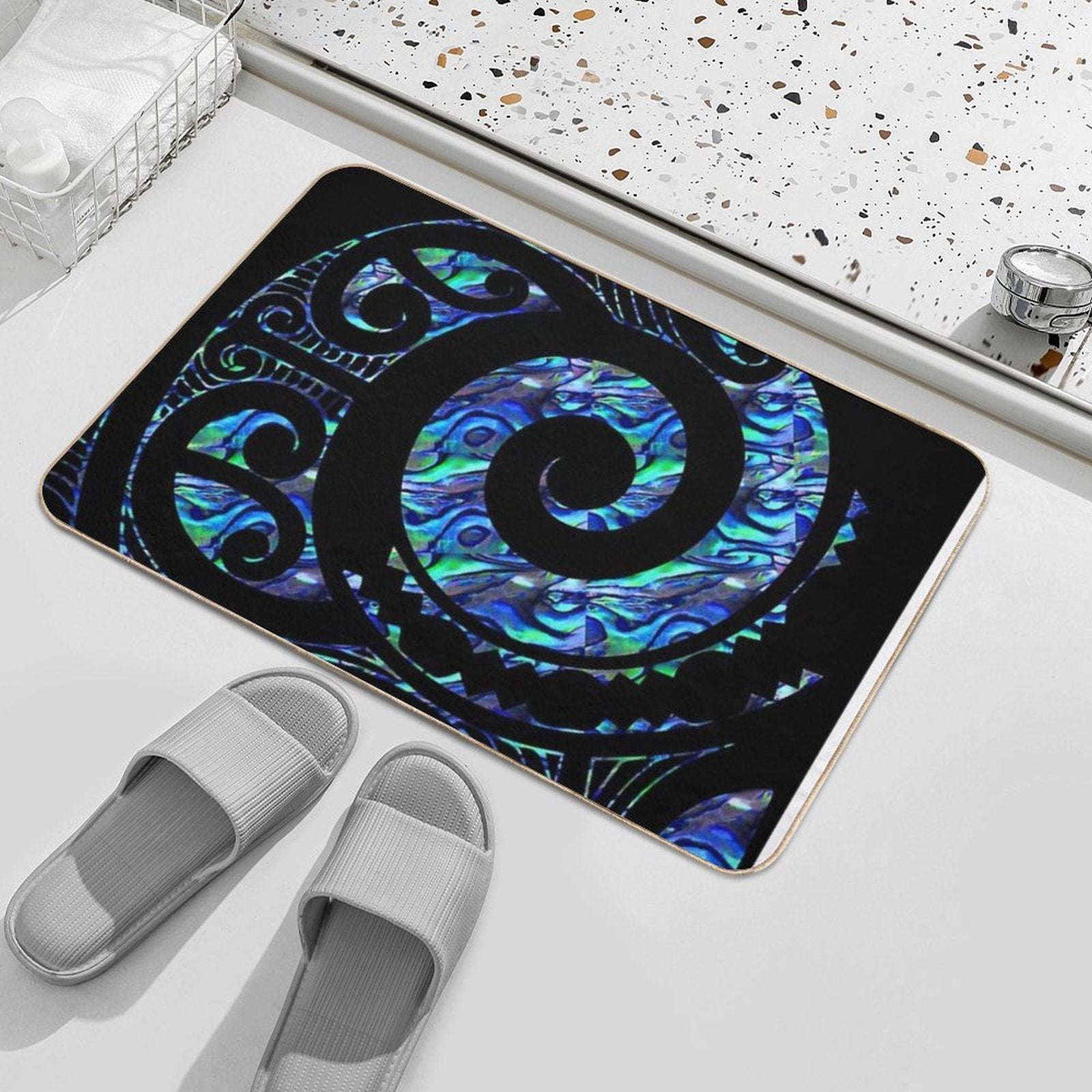 New Zealand Māori Paua Tattoo Koru Design  Versatile Bath Mat