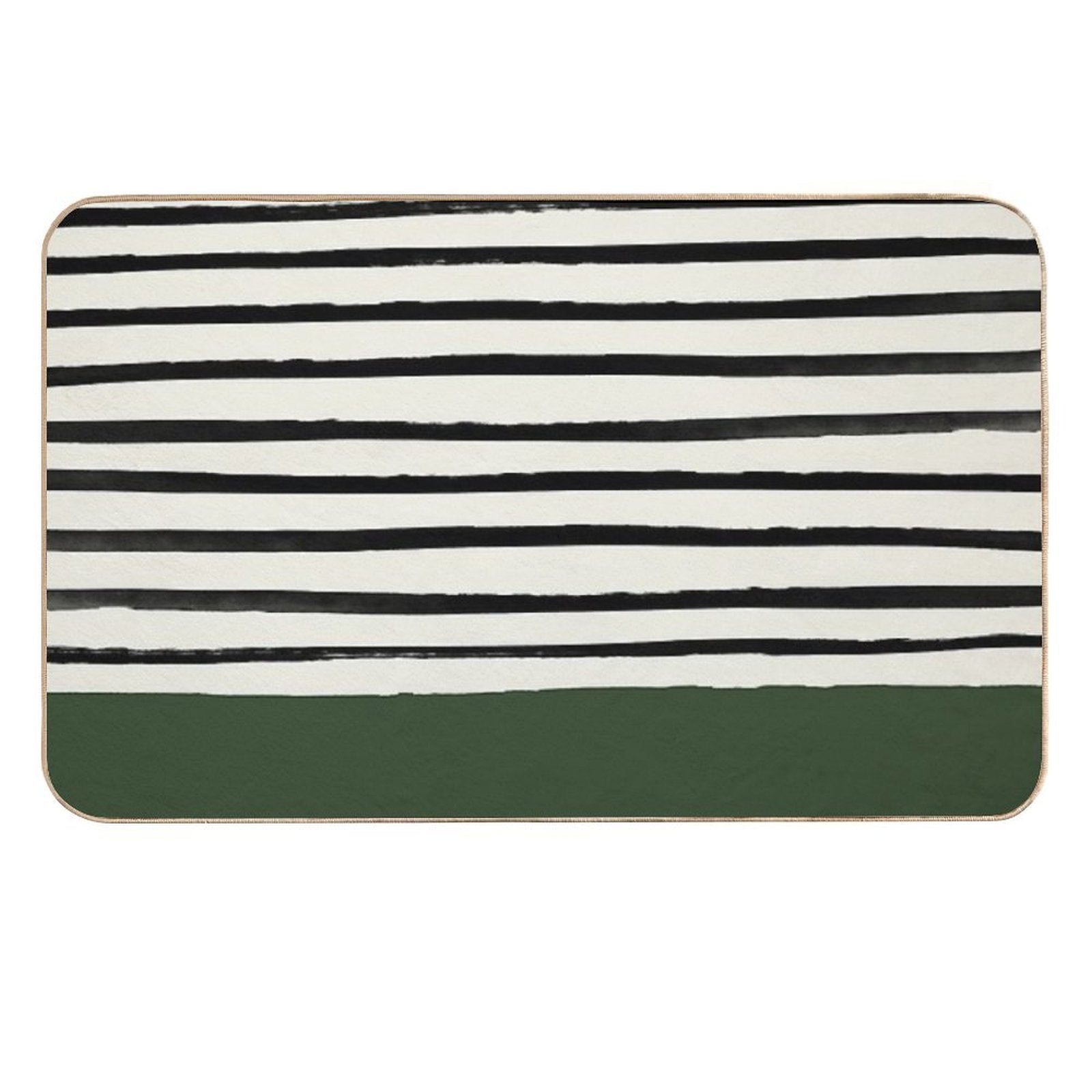 Forest Green X Stripes  Fade-Resistant Bath Mat
