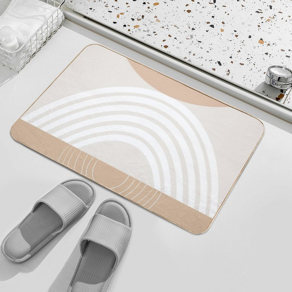 Warm Beige Sun Arch Balance #2 #minimal #abstract #art  Repositionable Bath Mat