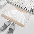 Warm Beige Sun Arch Balance #2 #minimal #abstract #art  Repositionable Bath Mat