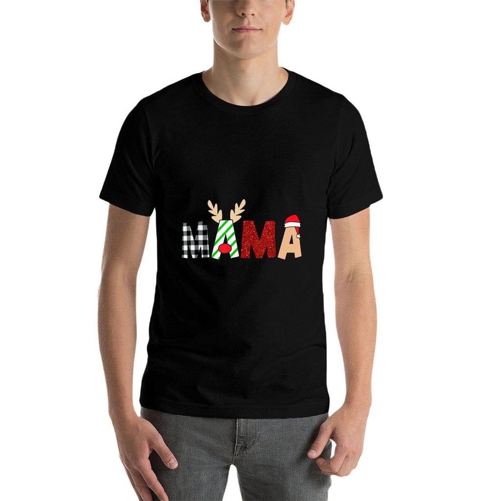 Mama Santa Christmas Family Matching Pajamas Mama Xmas  Relaxed-fit T-Shirt