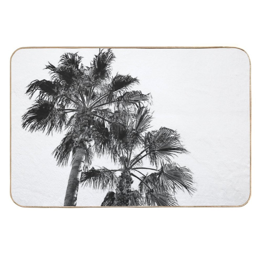 Black And White Palm Tree Print  Picture of The Summer Sky with Two Palms Beachy And Surfing Photography  Versatile Bath Mat