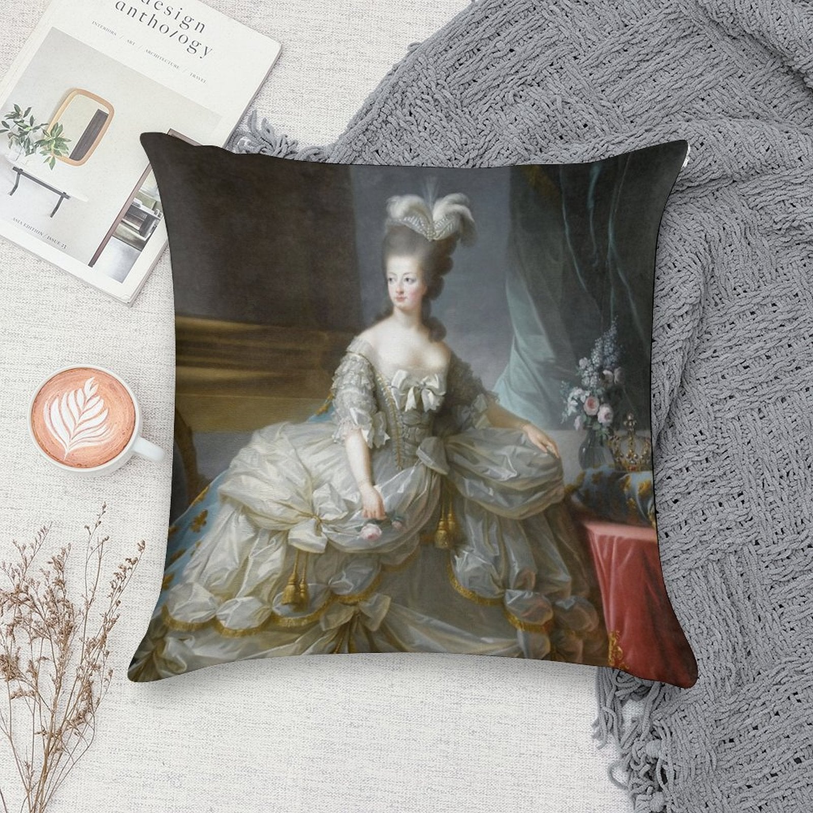 Marie-Antoinette Reine De France - Anonyme, D'après Louise-Elisabeth Vigée Le Brun Soft Durable Construction Throw Pillow