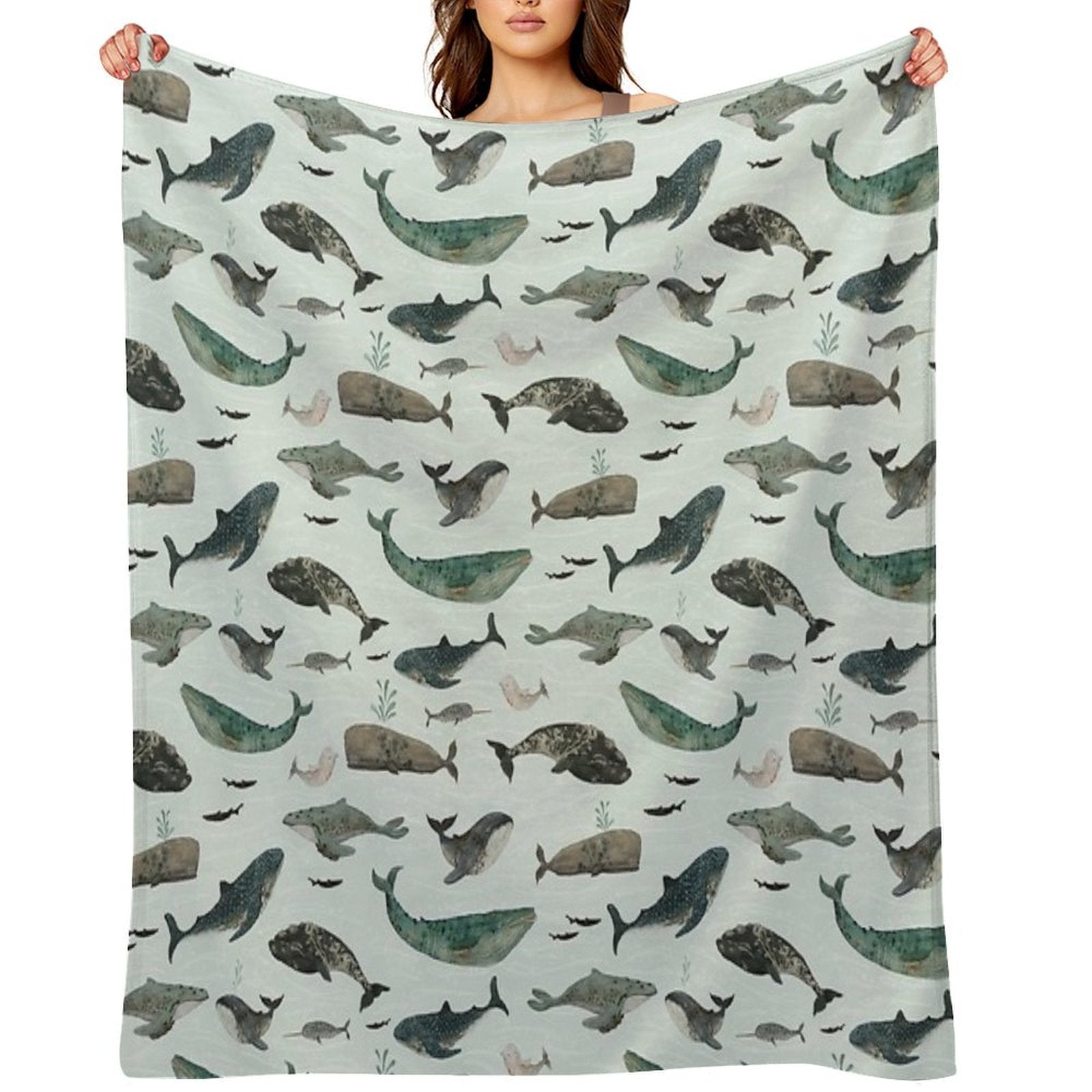 Tattooed Whales Wrinkle-free Throw Blanket