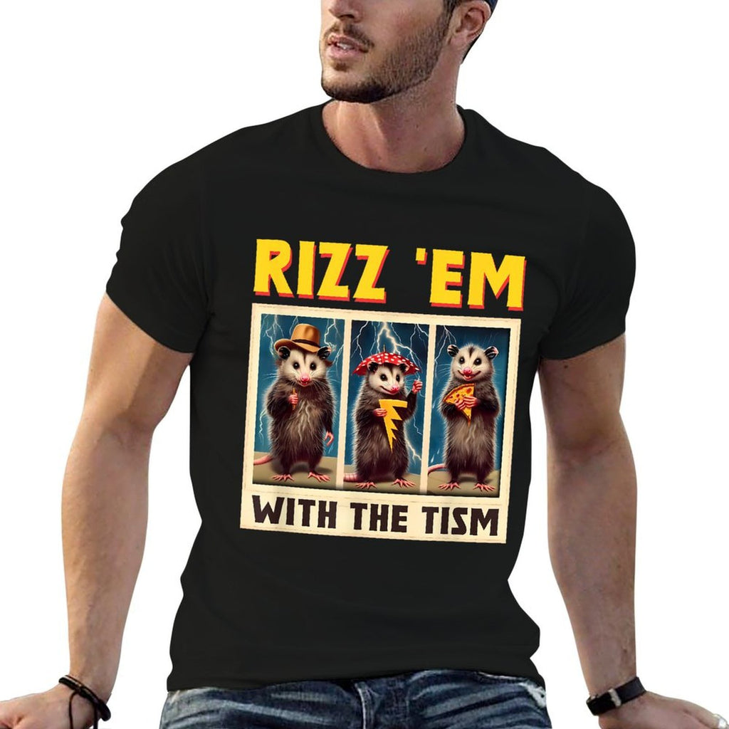 Autism Funny Rizz Em With The Tism Meme Autistic Opossum  Summer-ready Fabric T-Shirt