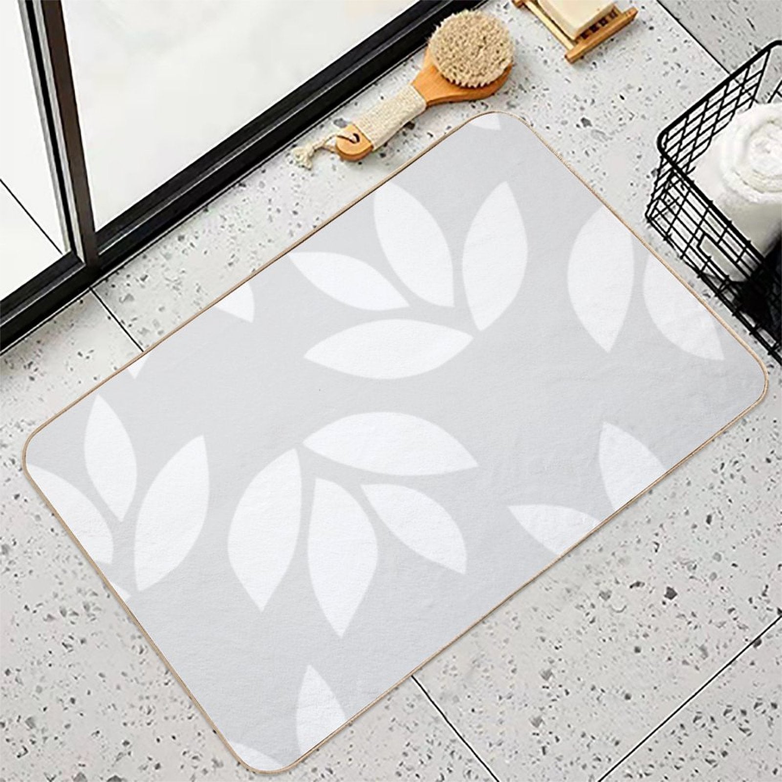 Simple Leaves Pattern  Toxin-Free Bath Mat