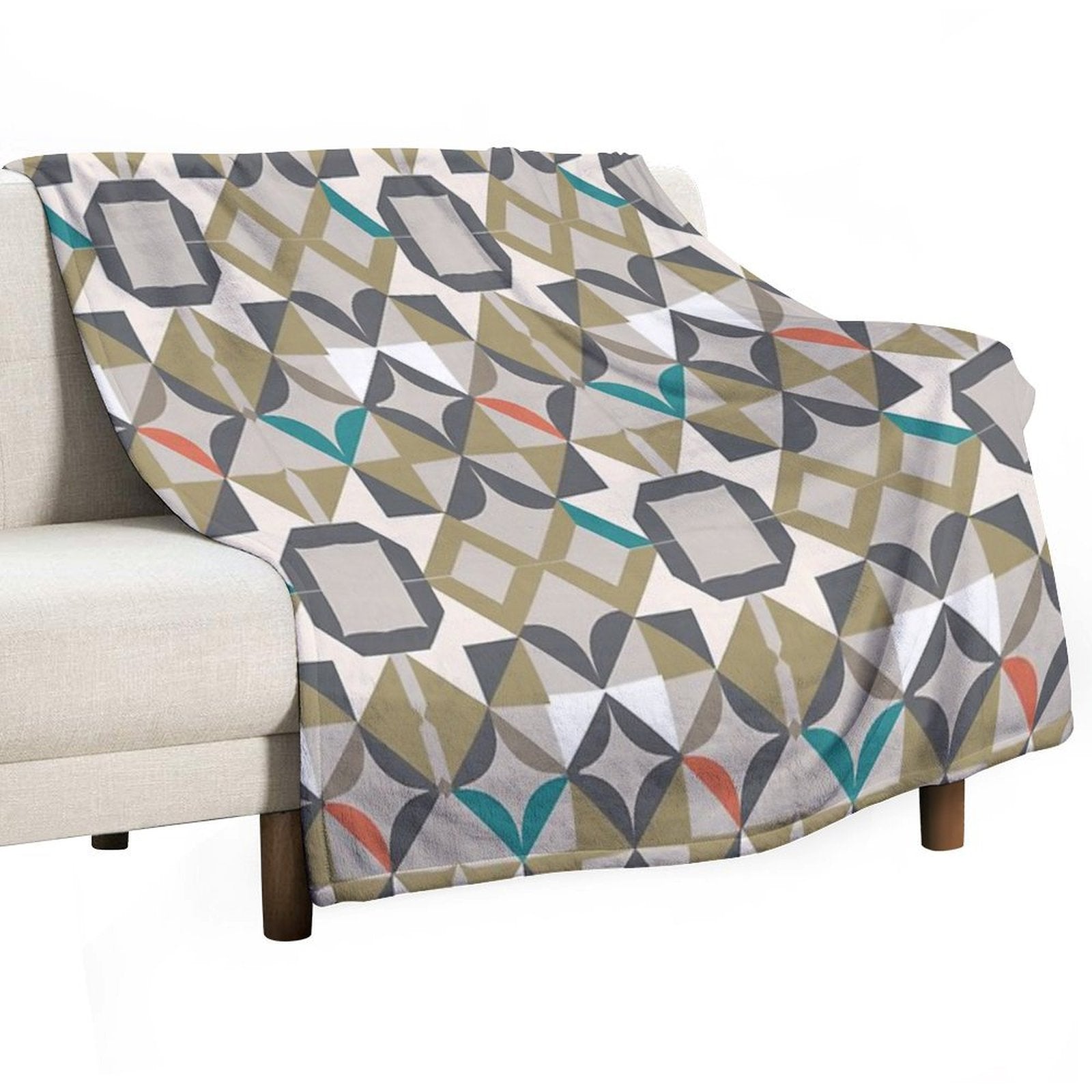 Modern Luxury Accent with A Beige And Neutral Geometric Pattern Compact Throw Blanket
