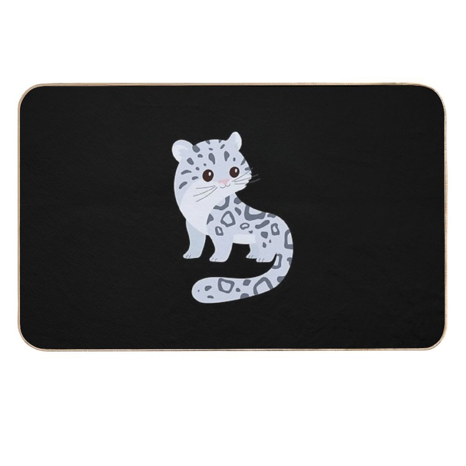 Snow Leopard Cute Kawaii Cartoon Illustration For Kids  Pet-Safe Bath Mat