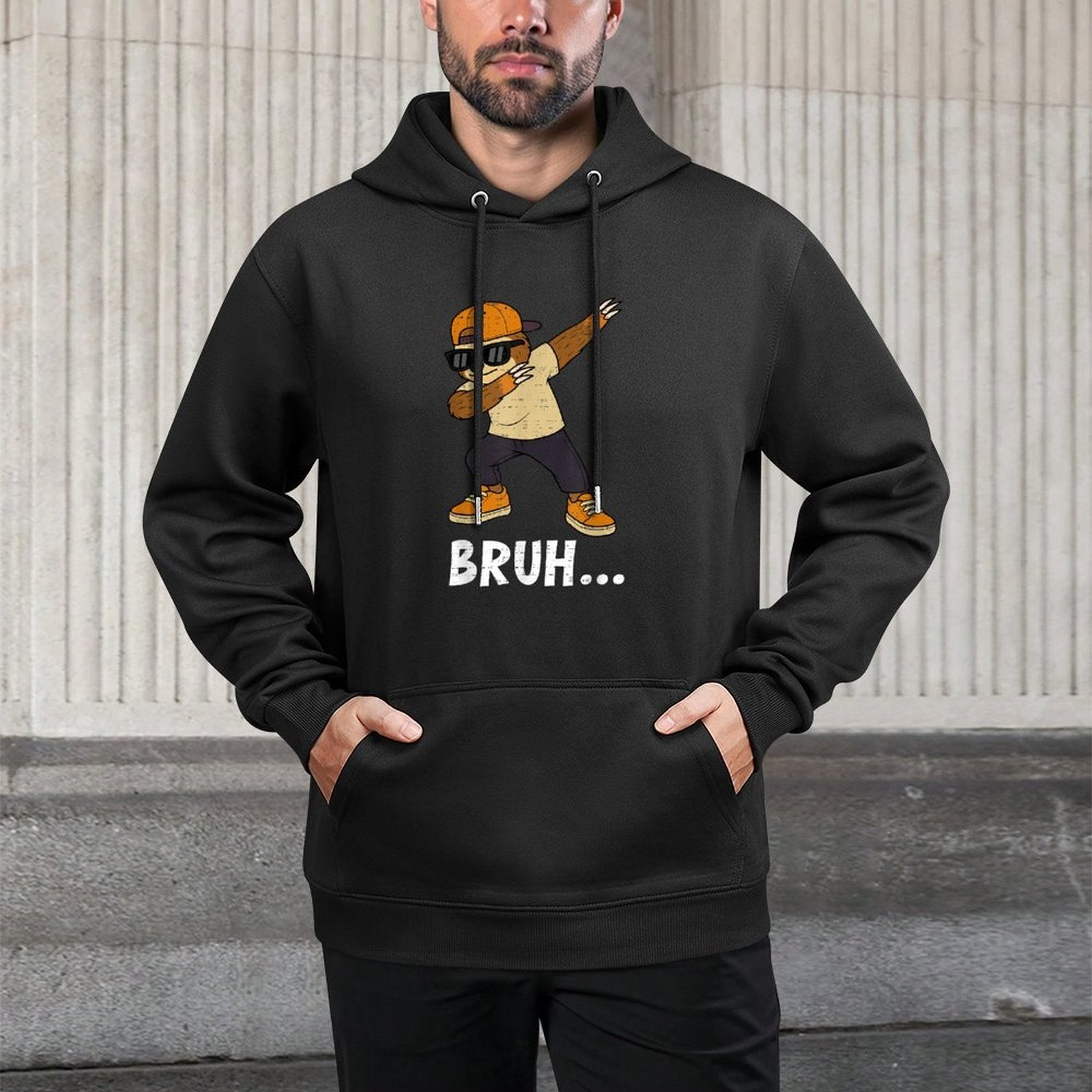 Funny Dabbing Sloth Bruh Bro Dab Meme Humor Animal Lover Kangaroo Pocket Hoodie