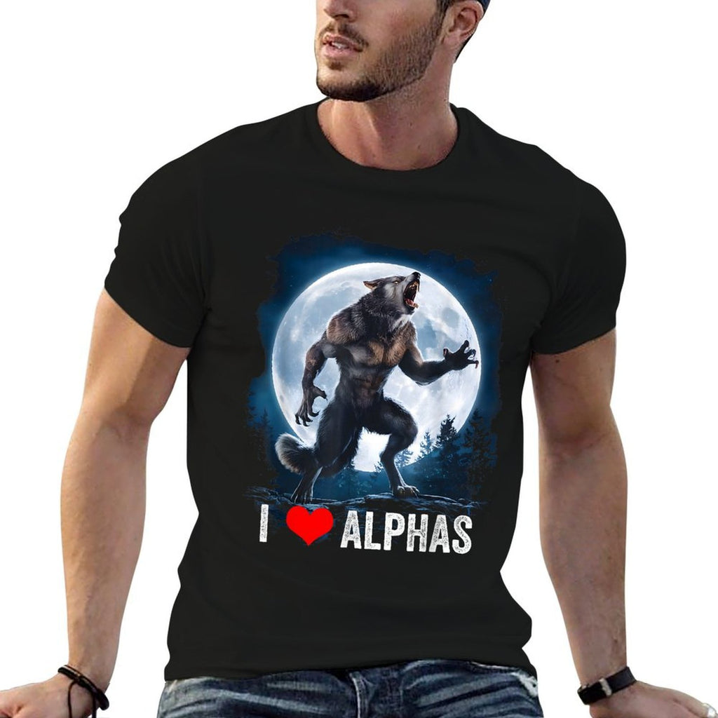 Funny Cringe Werewolf Wolf Meme I Heart Alphas I Love Alphas  Moisture-wicking T-Shirt