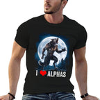 Funny Cringe Werewolf Wolf Meme I Heart Alphas I Love Alphas  Moisture-wicking T-Shirt