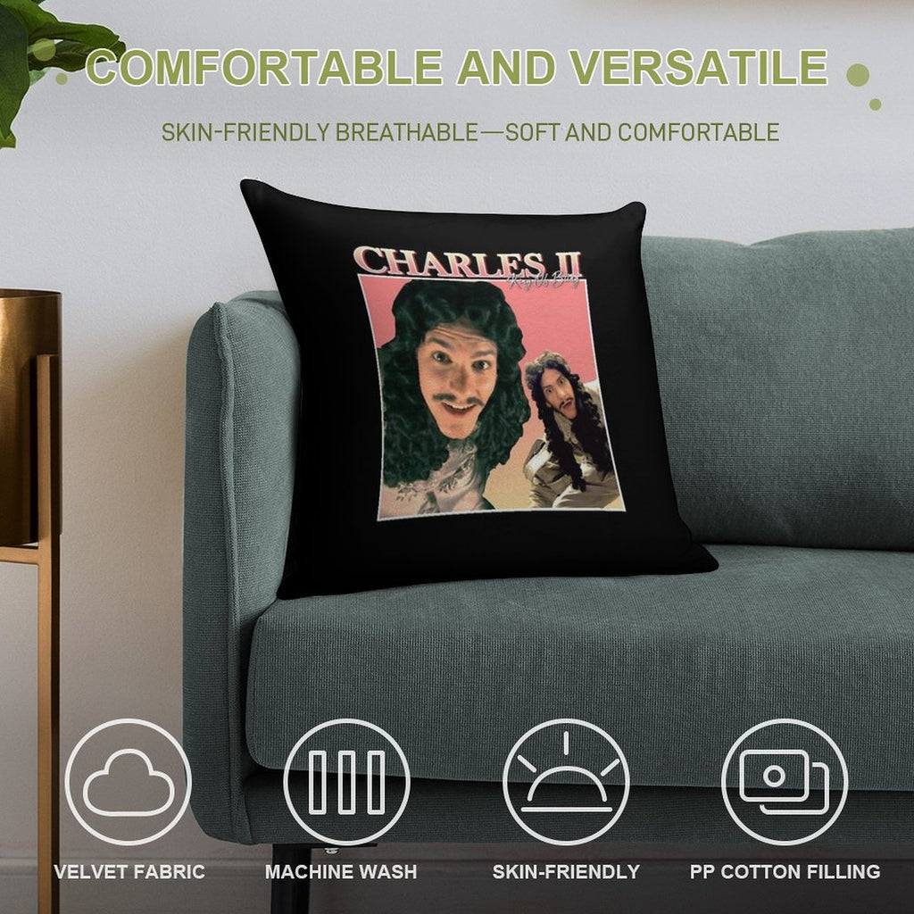 Charles II VintageRetro Design Soft Skin-Friendly Throw Pillow