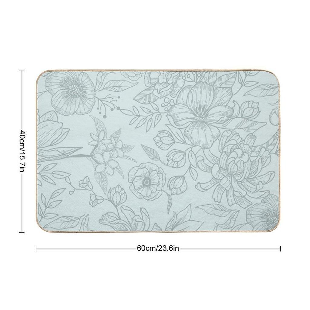 Acqua Floral Pattern  Multi-Purpose Bath Mat
