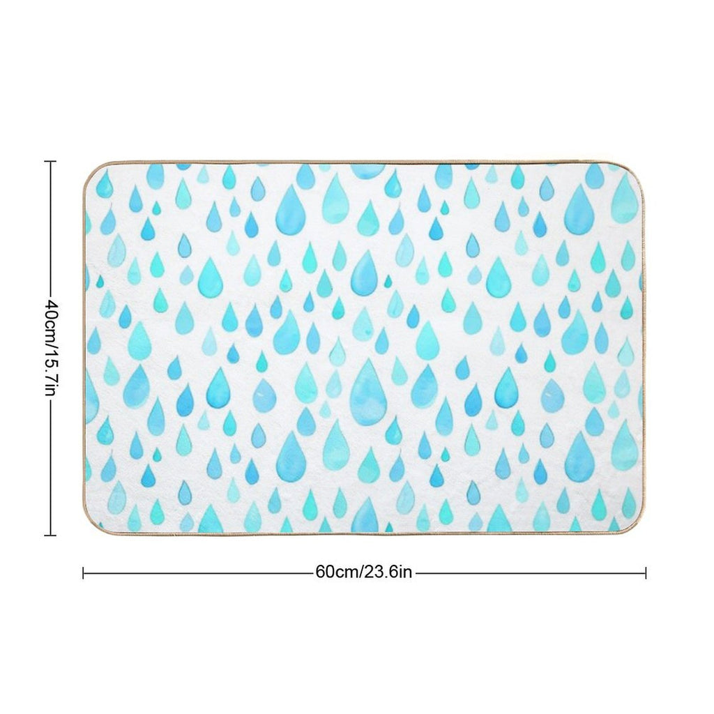 Blue Watercolor Drop Shades Art  Repositionable Bath Mat