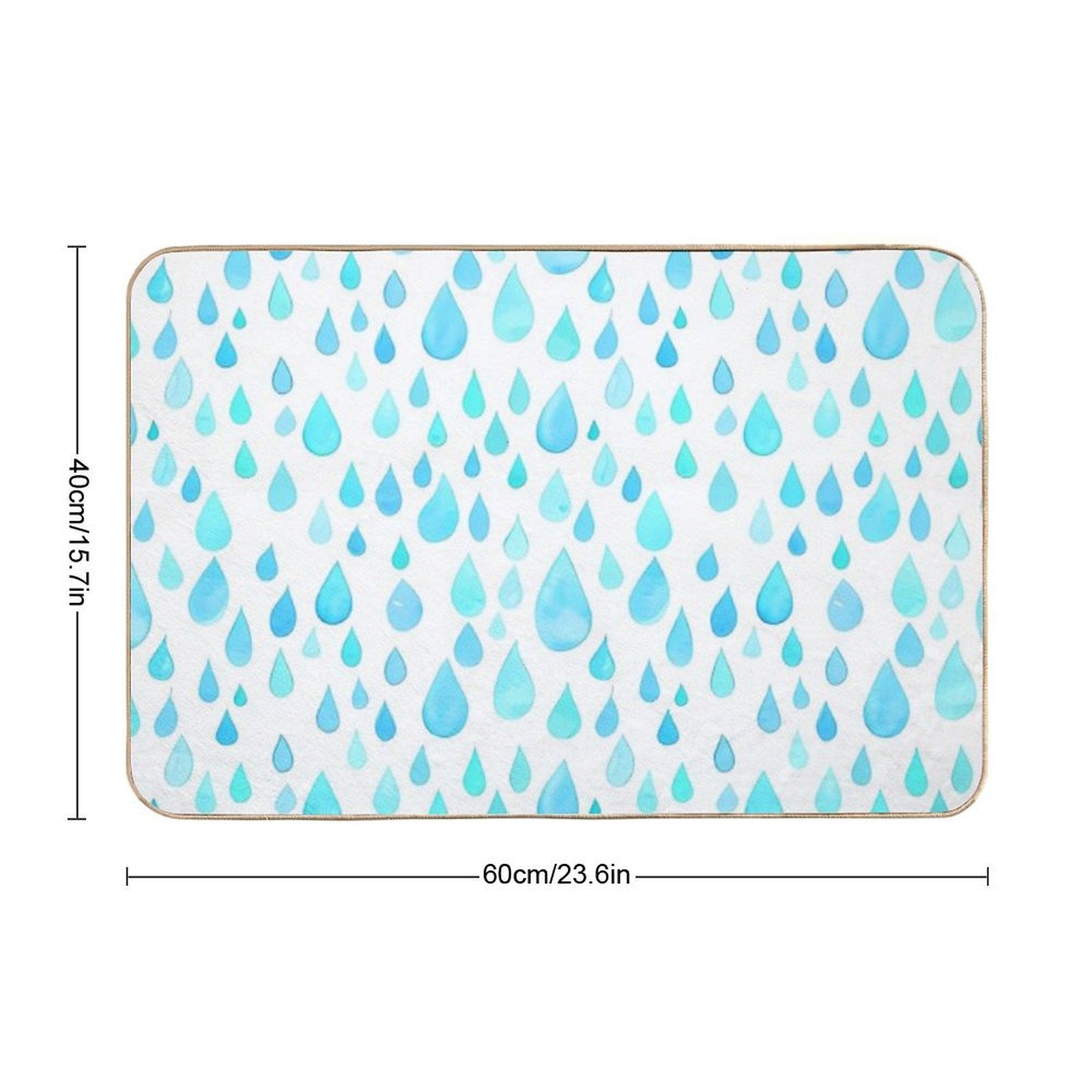 Blue Watercolor Drop Shades Art  Repositionable Bath Mat