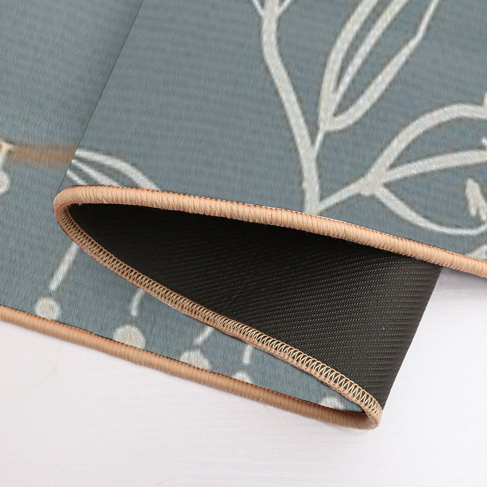 Abstract - Neutral Meeting Point 2 in Sea Blue  Easy Maintenance Bath Mat