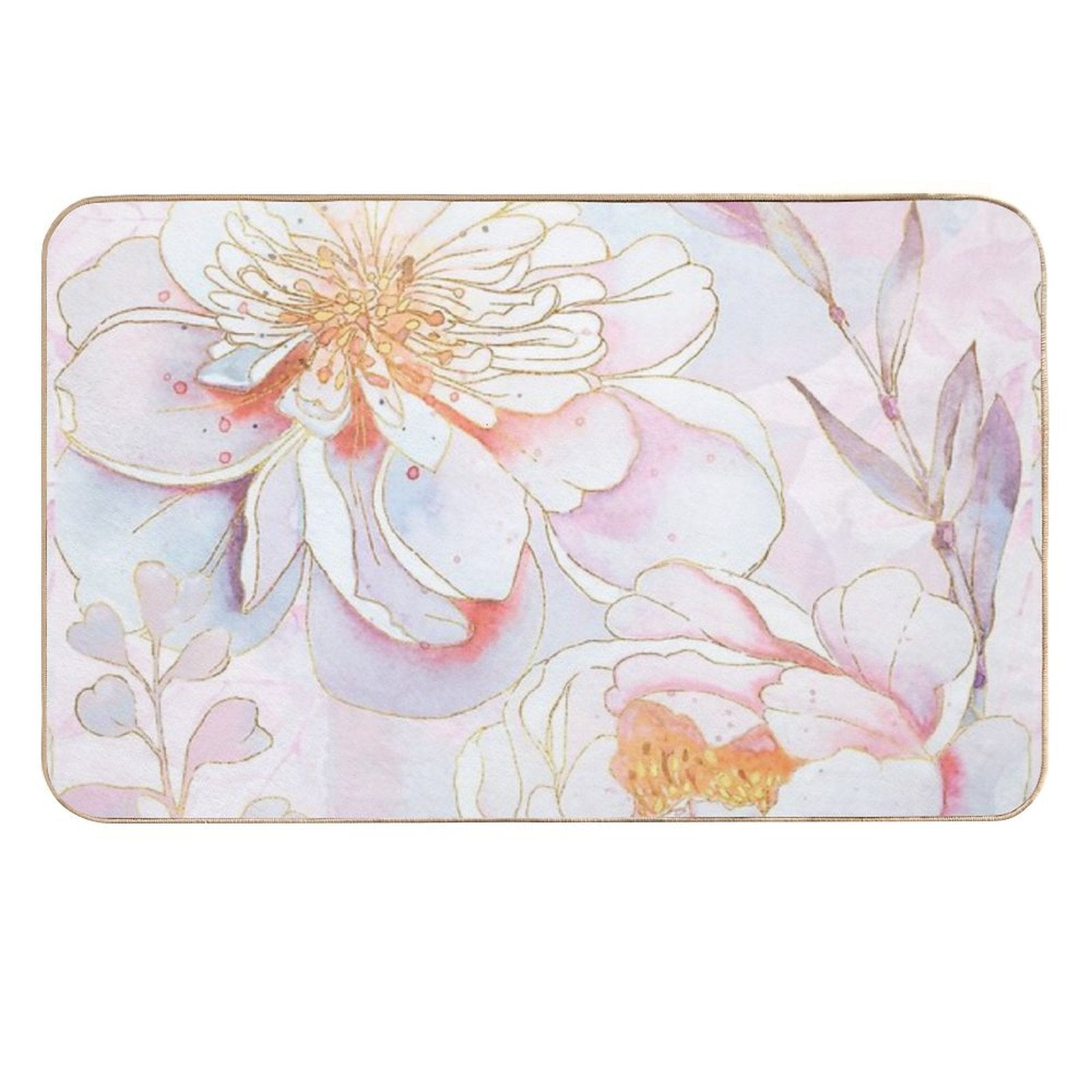 Maisie's Peonies Dreamy Pastel Garden Floral  Long-Lasting Bath Mat