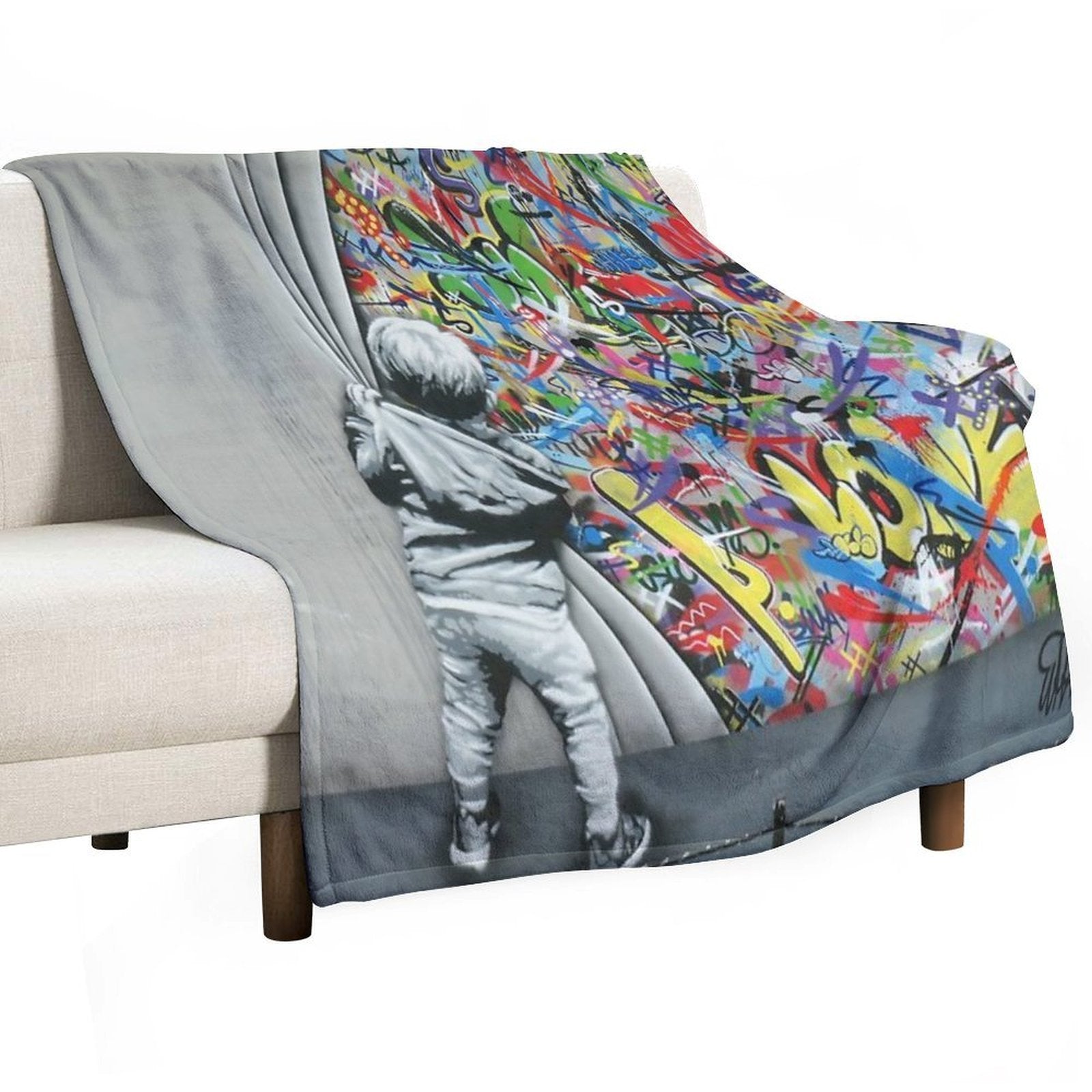 Behind The Curtain - Martin Whatson (Wynwood Walls Edition)  Miami Comfort Throw Blanket