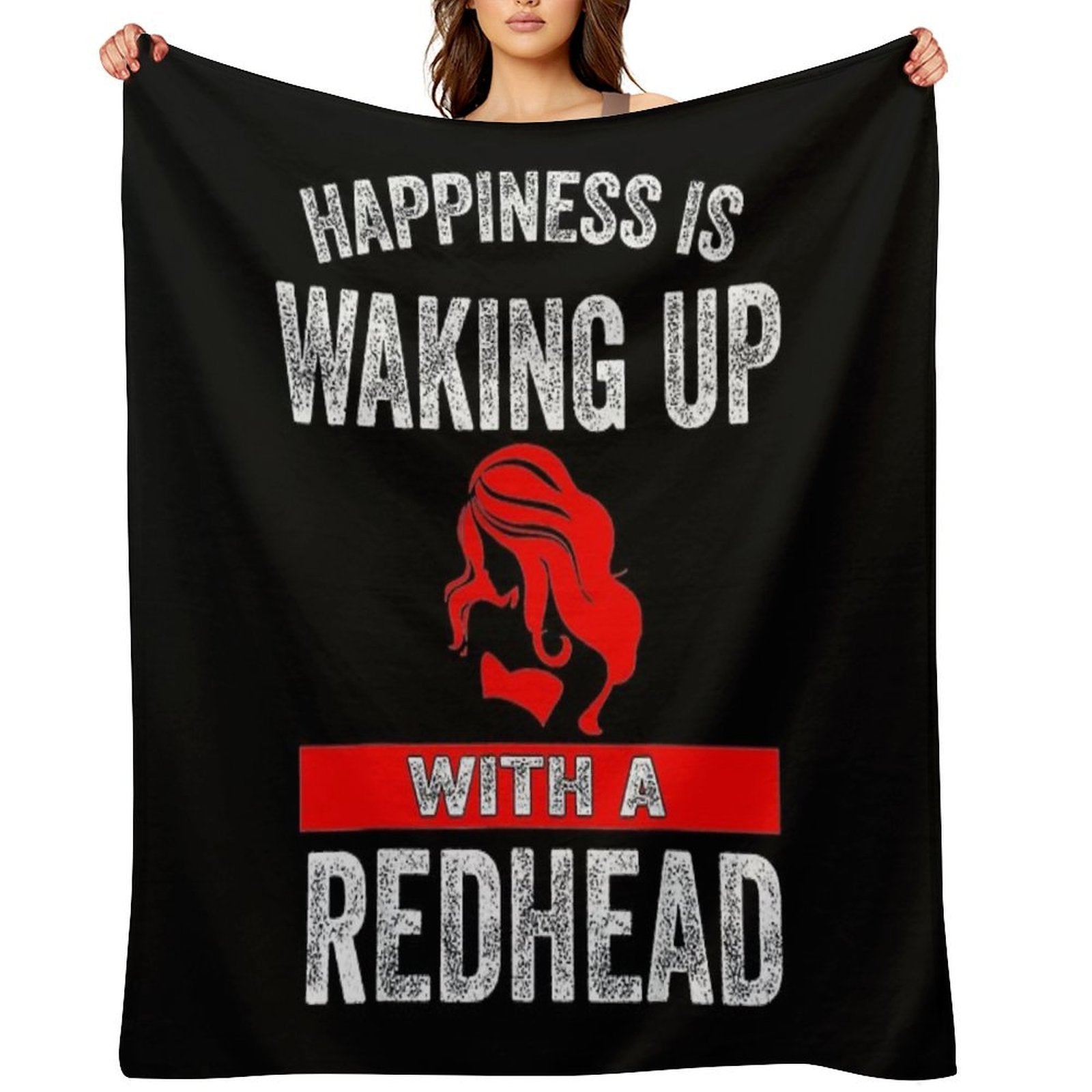Happiness Is Waking Up with A Redhead Plush Throw Blanket
