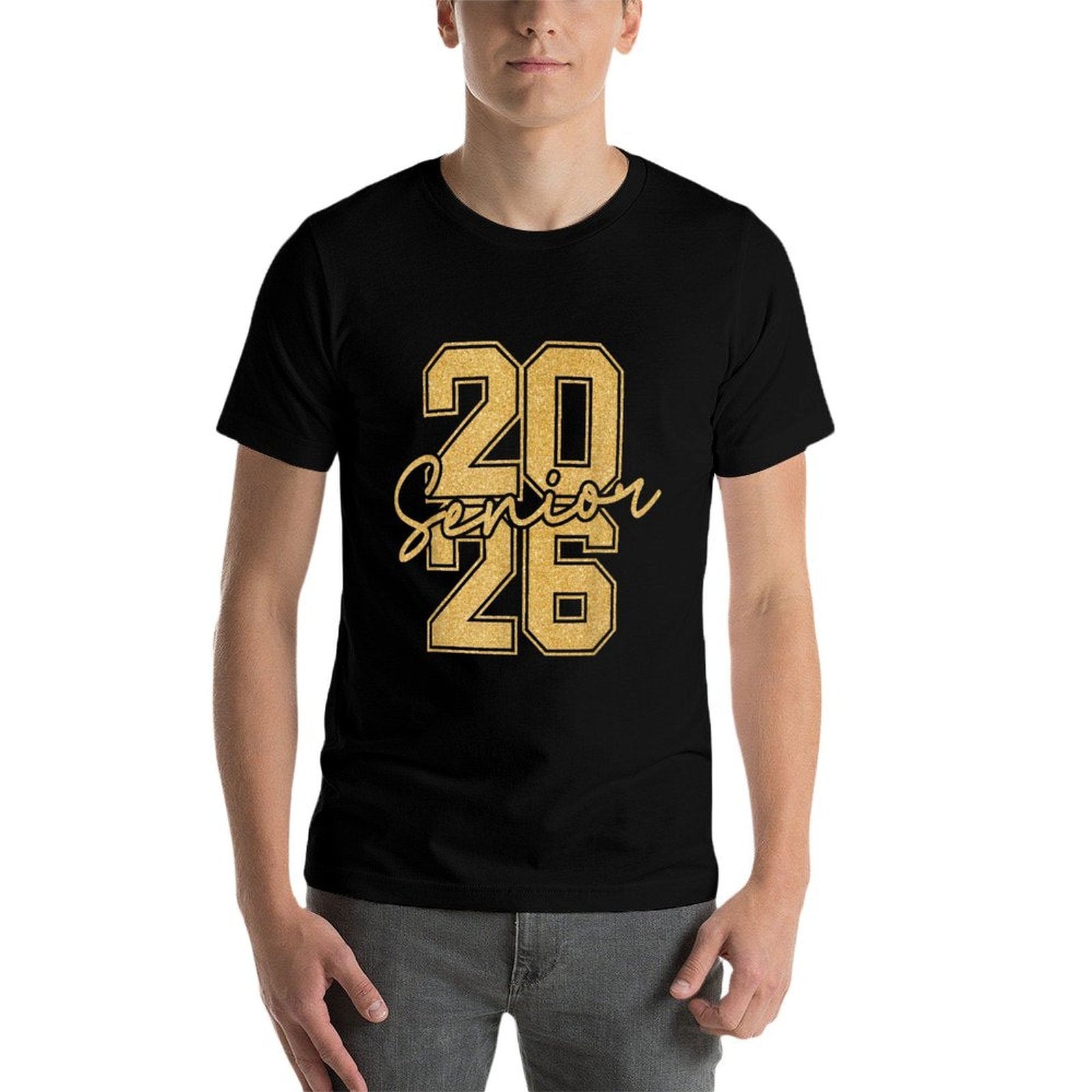 Senior 2026 Class of 2026 Gold Black Senior Graduation Gift  Oversized Silhouette T-Shirt