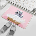 Cute Baby Raccoon in A Bathtub, Girls Bathroom Print, Baby Animals in Tub, Whimsy Animal, Kids Bathroom Art  Non-Slip Bath Mat