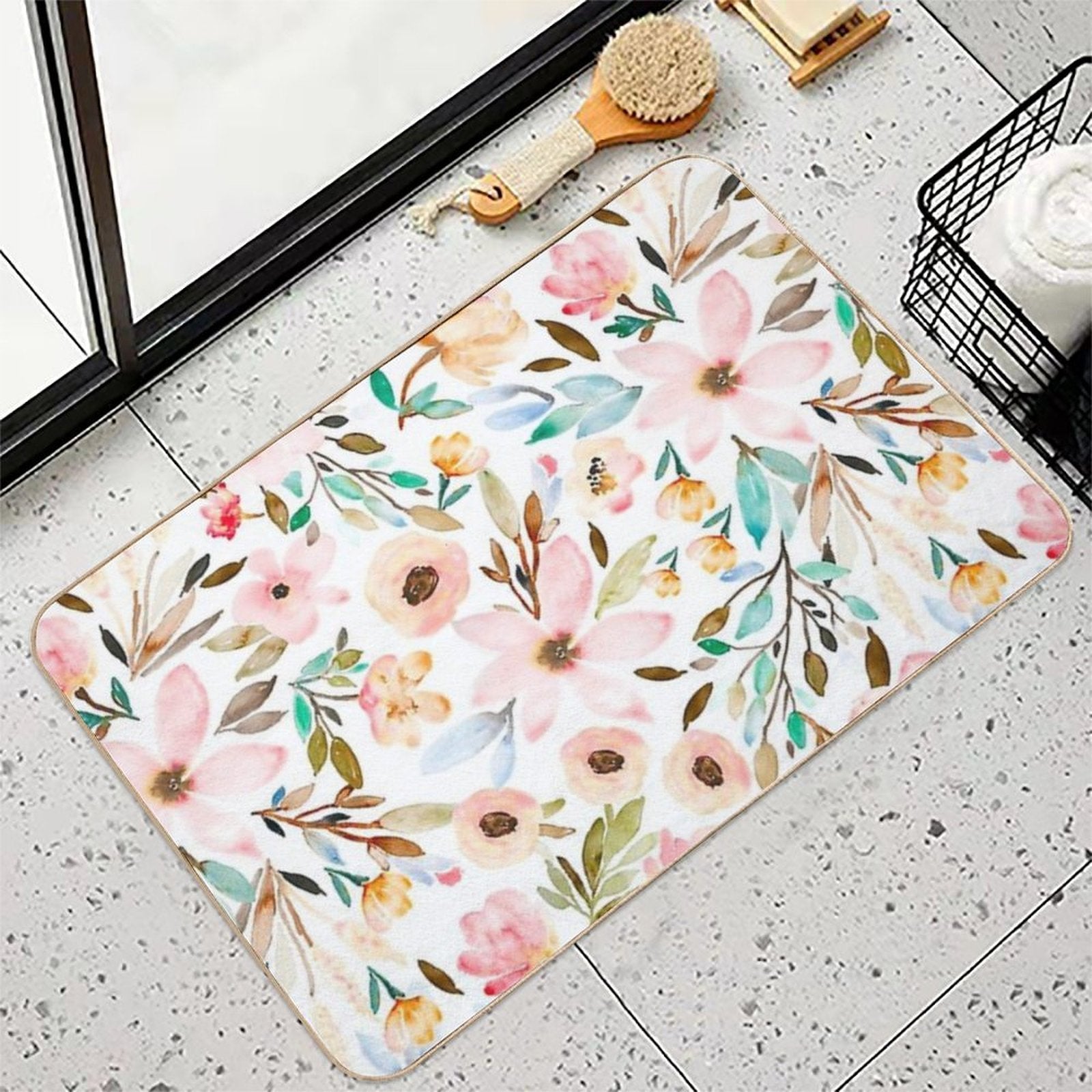 Botanical Floral  Anti-Trip Bath Mat