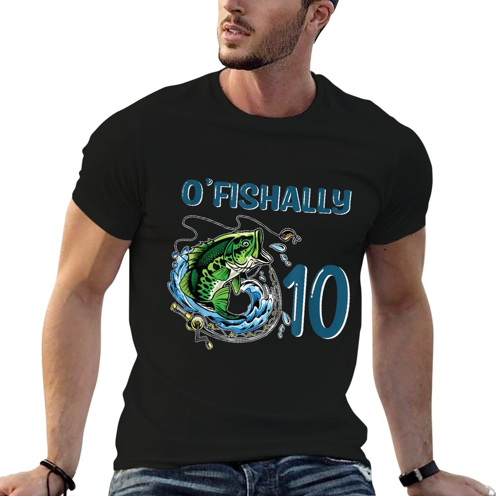 O-Fishally 10 Years Old Fisherman 10th Birthday Fishing  High-quality Stitching T-Shirt